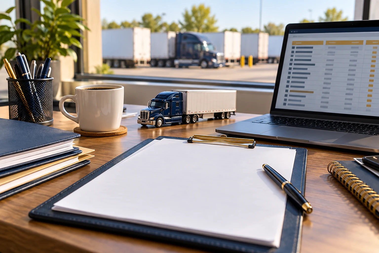Dispatch paperwork and carrier documents prepared for box truck operations
